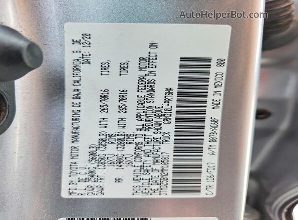 3TMDZ5BN2MM105817 2021 TOYOTA TACOMA Silver Շարժիչի բաժամունքի տեսք