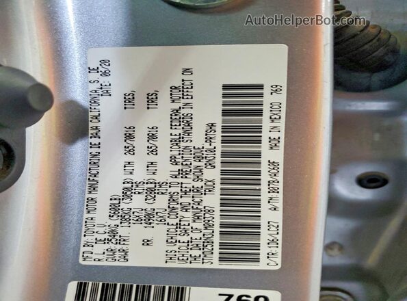 3TMDZ5BN3LM093787 2020 TOYOTA TACOMA Silver Вид наклейки з VIN-кодом