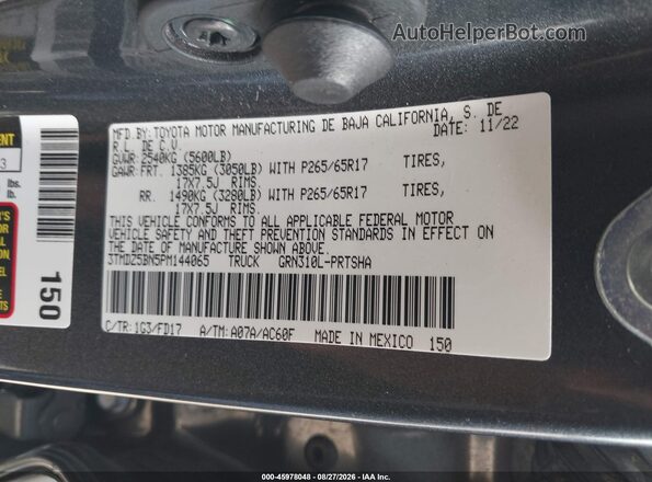 3TMDZ5BN5PM144065 2023 TOYOTA TACOMA Gray Engine compartment view