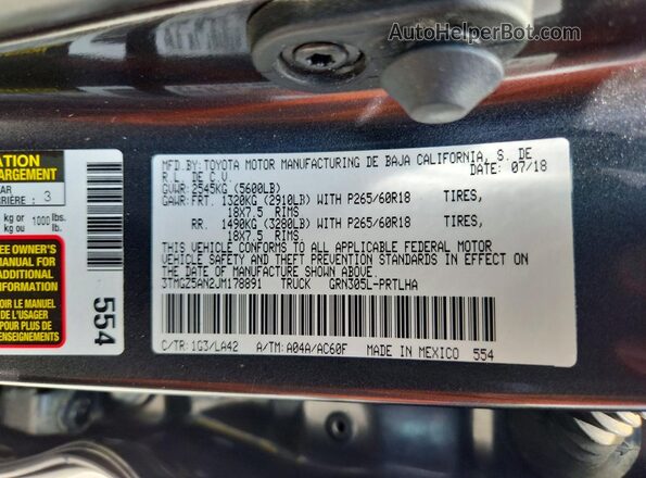 3TMGZ5AN2JM178891 2018 TOYOTA TACOMA Gray Vista del compartimento del motor