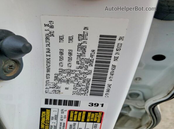 3TMGZ5AN8KM284022 2019 TOYOTA TACOMA White Շարժիչի բաժամունքի տեսք