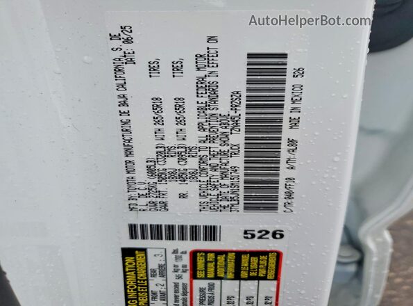 3TMLB5JN1SM151749 2025 TOYOTA TACOMA White VIN კოდის სტიკერის ხედი