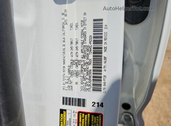 3TMLB5JN2RM033896 2024 TOYOTA TACOMA White ძრავის განყოფილების ხედი