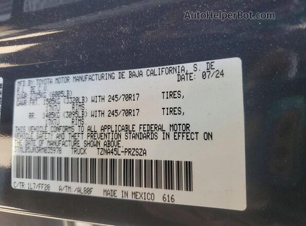 3TMLB5JN3RM035978 2024 TOYOTA TACOMA Серый Вид подкапотного пространства