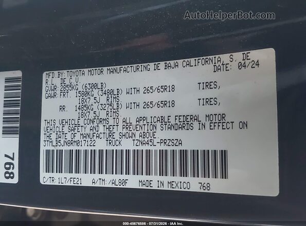 3TMLB5JN8RM017122 2024 TOYOTA TACOMA Black Engine compartment view
