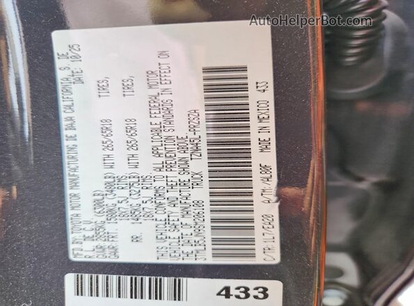 3TMLB5JN9SM206108 2025 TOYOTA TACOMA Black ძრავის განყოფილების ხედი