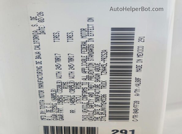 3TMLB5JNXTM245386 2026 TOYOTA TACOMA White Widok komory silnika