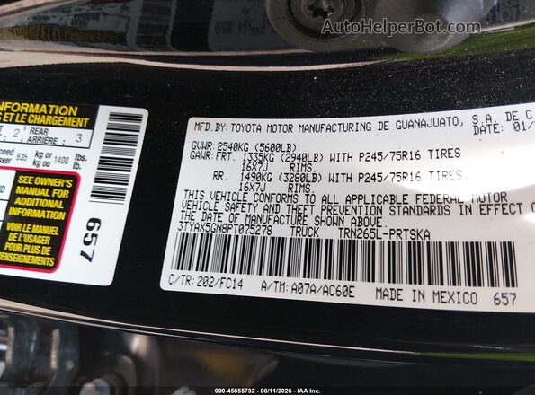 3TYAX5GN8PT075278 2023 TOYOTA TACOMA Black Շարժիչի բաժամունքի տեսք