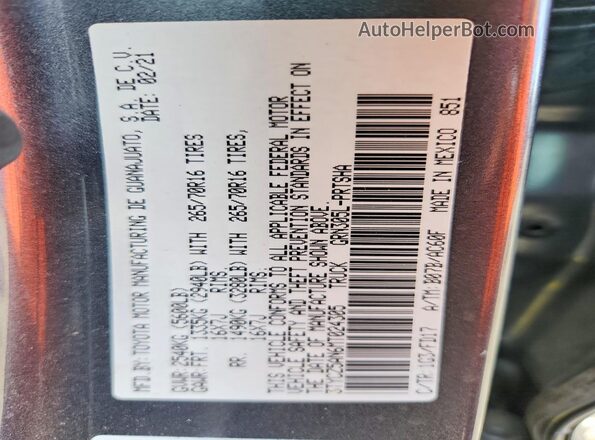 3TYCZ5AN6MT024305 2021 TOYOTA TACOMA Gray VIN կոդի պիտակի տեսք