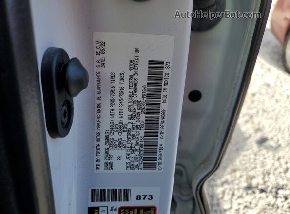 3TYCZ5AN7NT081162 2022 TOYOTA TACOMA White Widok komory silnika