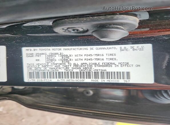 3TYDZ5BN9NT012699 2022 TOYOTA TACOMA Black Շարժիչի բաժամունքի տեսք