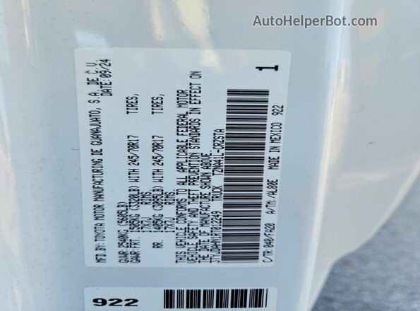 3TYJDAHN1RT012249 2024 TOYOTA TACOMA White Widok komory silnika