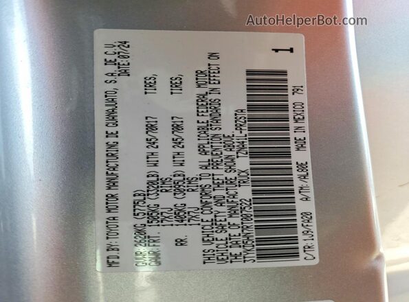 3TYKD5HN7RT007522 2024 TOYOTA TACOMA Silver Vista interior de 360 grados
