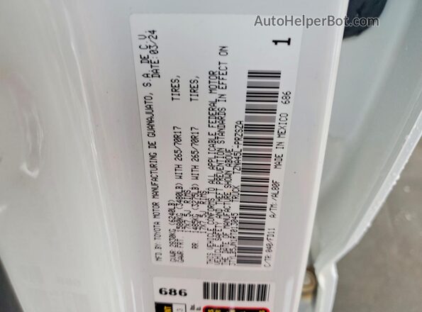 3TYLB5JN1RT013045 2024 TOYOTA TACOMA White Widok komory silnika