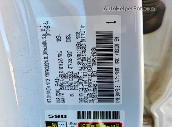 3TYLB5JN2RT045812 2024 TOYOTA TACOMA White Vista de la etiqueta del VIN