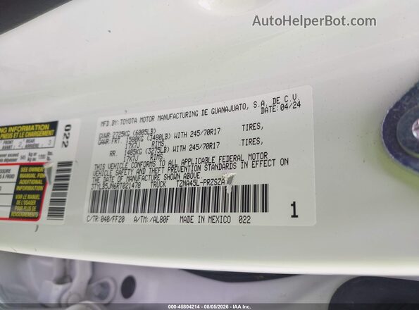 3TYLB5JN6RT021478 2024 TOYOTA TACOMA White ძრავის განყოფილების ხედი