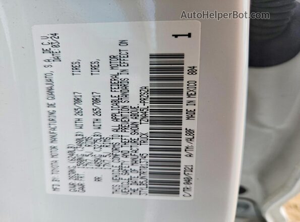 3TYLB5JN7RT013745 2024 TOYOTA TACOMA White VIN sticker view