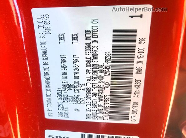 3TYLB5JN8ST078870 2025 TOYOTA TACOMA Red Вид підкапотного простору