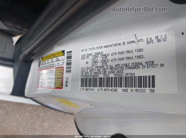 3TYRX5GN1NT065451 2022 TOYOTA TACOMA Белый Вид подкапотного пространства
