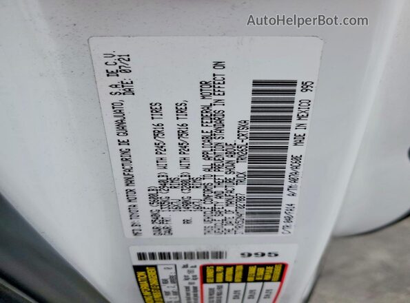 3TYRX5GN4MT027887 2021 TOYOTA TACOMA White Vista del compartimento del motor