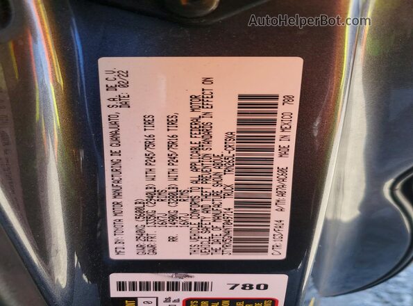 3TYRX5GN4NT049714 2022 TOYOTA TACOMA Charcoal Vista del compartimento del motor