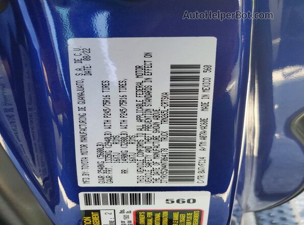 3TYRX5GN4NT064178 2022 TOYOTA TACOMA Blue Vista del compartimento del motor