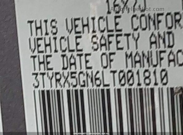 3TYRX5GN6LT001810 2020 TOYOTA TACOMA Gray Вид підкапотного простору