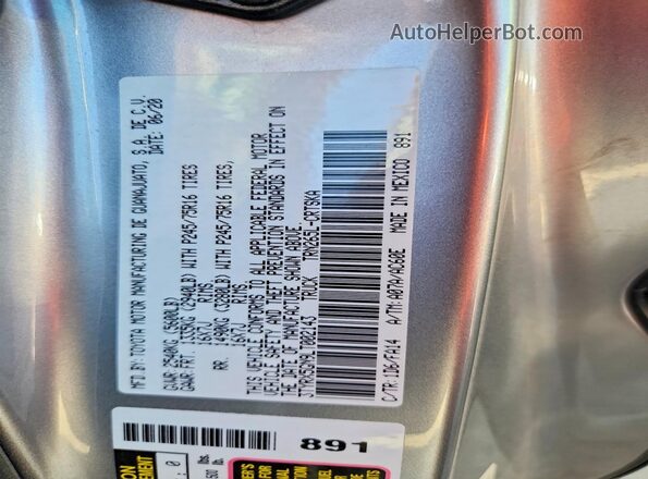 3TYRX5GN9LT002143 2020 TOYOTA TACOMA Silver Вид наклейки з VIN-кодом