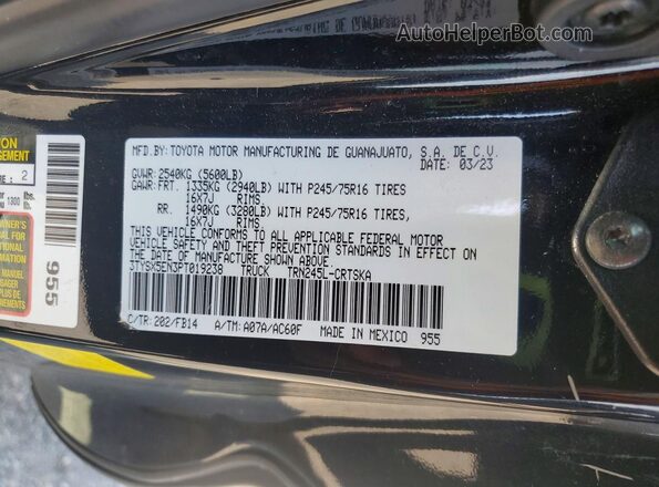3TYSX5EN3PT019238 2023 TOYOTA TACOMA Black ძრავის განყოფილების ხედი