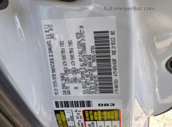 3TYSX5EN4PT021953 2023 TOYOTA TACOMA White VIN კოდის სტიკერის ხედი