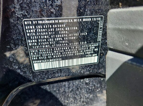 3VV0B7AX7LM083556 2020 VOLKSWAGEN TIGUAN Black Engine compartment view