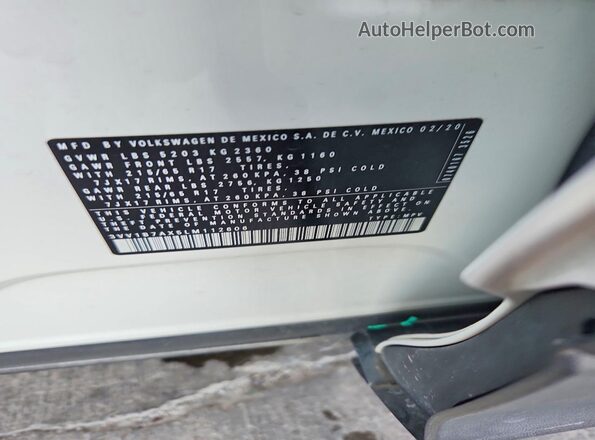 3VV1B7AX5LM112606 2020 VOLKSWAGEN TIGUAN Белый Вид наклейки с VIN-кодом