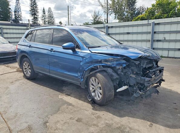 3VV1B7AX8JM070753 2018 VOLKSWAGEN TIGUAN Синий Передняя правая четверть