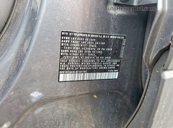 3VV1B7AX9LM180794 2020 VOLKSWAGEN TIGUAN Gray ძრავის განყოფილების ხედი