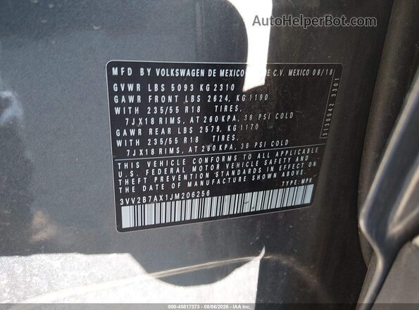3VV2B7AX1JM206256 2018 VOLKSWAGEN TIGUAN Серый Вид подкапотного пространства