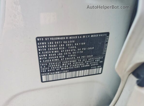 3VV2B7AX2MM117557 2021 VOLKSWAGEN TIGUAN Black VIN կոդի պիտակի տեսք
