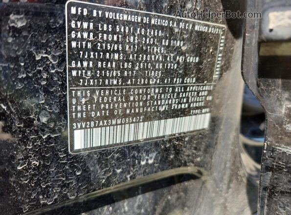 3VV2B7AX3MM095472 2021 VOLKSWAGEN TIGUAN Black Панорамний вид салону 360°