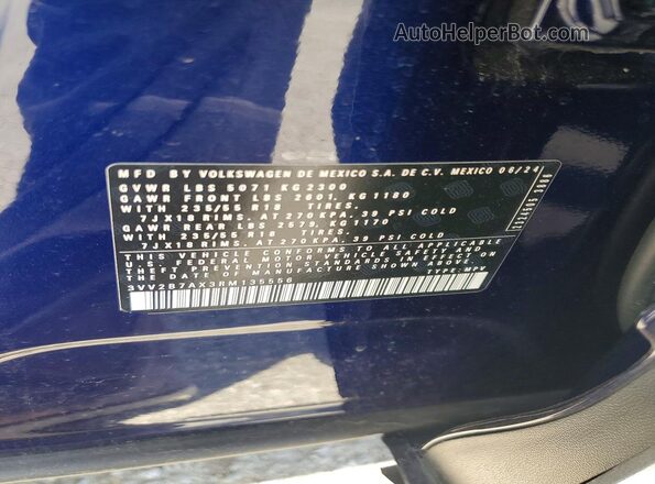3VV2B7AX3RM135556 2024 VOLKSWAGEN TIGUAN Blue Widok komory silnika