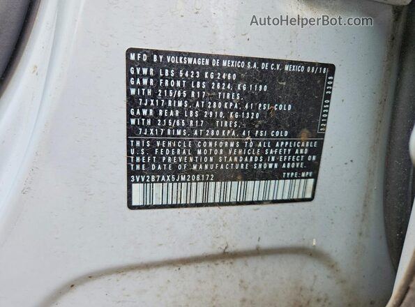 3VV2B7AX5JM208172 2018 VOLKSWAGEN TIGUAN Gray Սալոնի 360 աստիճան տեսք