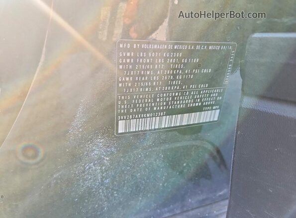 3VV2B7AX8KM012387 2019 VOLKSWAGEN TIGUAN Black Շարժիչի բաժամունքի տեսք