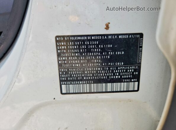 3VV2B7AX9KM082173 2019 VOLKSWAGEN TIGUAN White Շարժիչի բաժամունքի տեսք