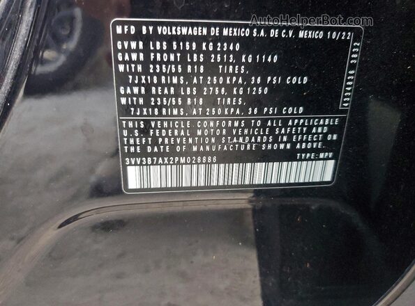 3VV3B7AX2PM028886 2023 VOLKSWAGEN TIGUAN Black Вид наклейки з VIN-кодом
