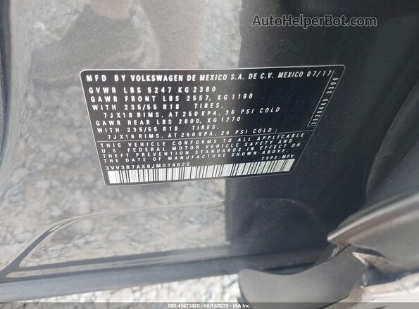 3VV3B7AX6JM014626 2018 VOLKSWAGEN TIGUAN Gray Vista del compartimento del motor