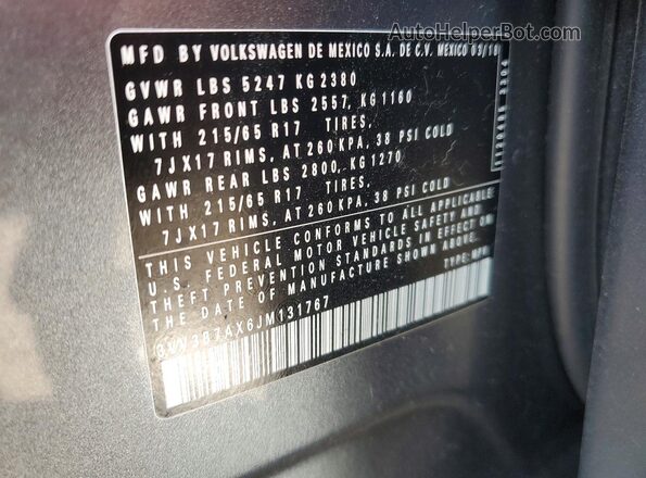 3VV3B7AX6JM131767 2018 VOLKSWAGEN TIGUAN Gray Շարժիչի բաժամունքի տեսք
