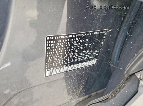 3VV3B7AX8LM069114 2020 VOLKSWAGEN TIGUAN Серый Вид наклейки с VIN-кодом