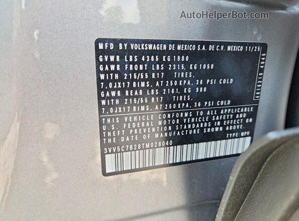 3VV5C7B28TM028040 2026 VOLKSWAGEN TAOS Silver ძრავის განყოფილების ხედი