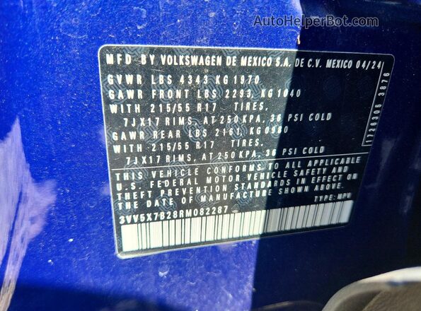 3VV5X7B28RM082287 2024 VOLKSWAGEN TAOS Синий Вид наклейки с VIN-кодом