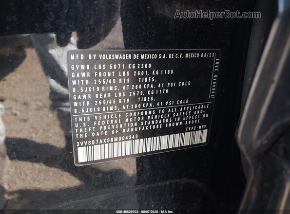 3VV8B7AX8RM004343 2024 VOLKSWAGEN TIGUAN Black Engine compartment view