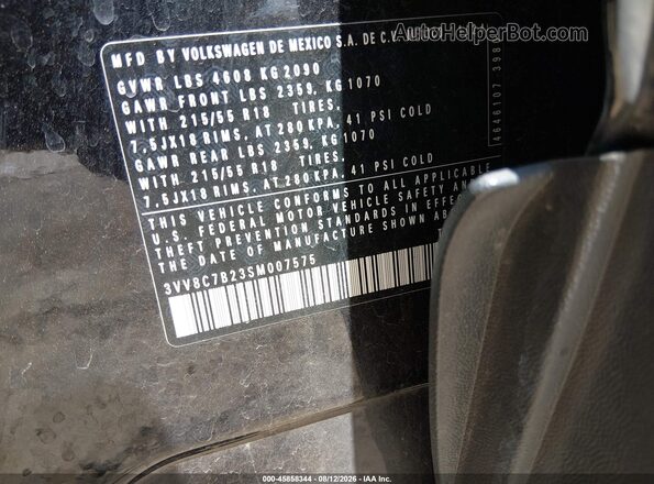 3VV8C7B23SM007575 2025 VOLKSWAGEN TAOS Black ძრავის განყოფილების ხედი