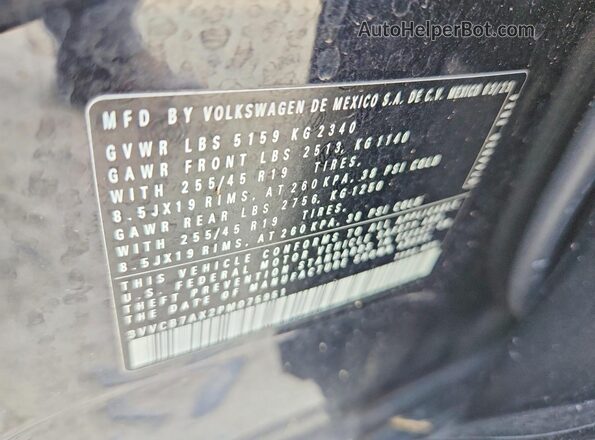 3VVCB7AX2PM075951 2023 VOLKSWAGEN TIGUAN Black Vista de la etiqueta del VIN